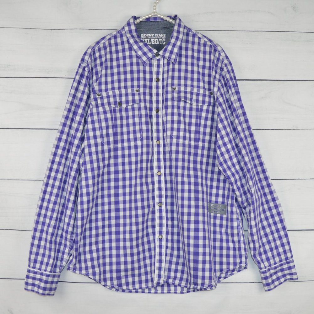 DKNY JEANS | Mens Purple Checkered Button shirt